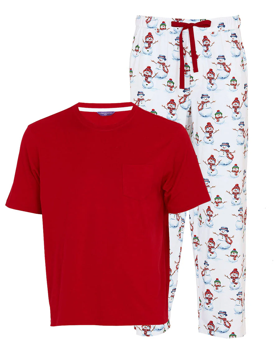 Blaze Mens Jersey T-shirt and Snowman Printed Jersey Pyjama Set - Image 4