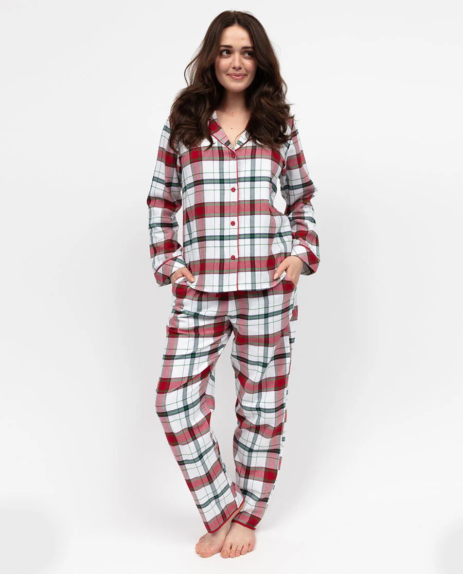 Blaze Womens Brushed Check Pyjama Top - Image 4