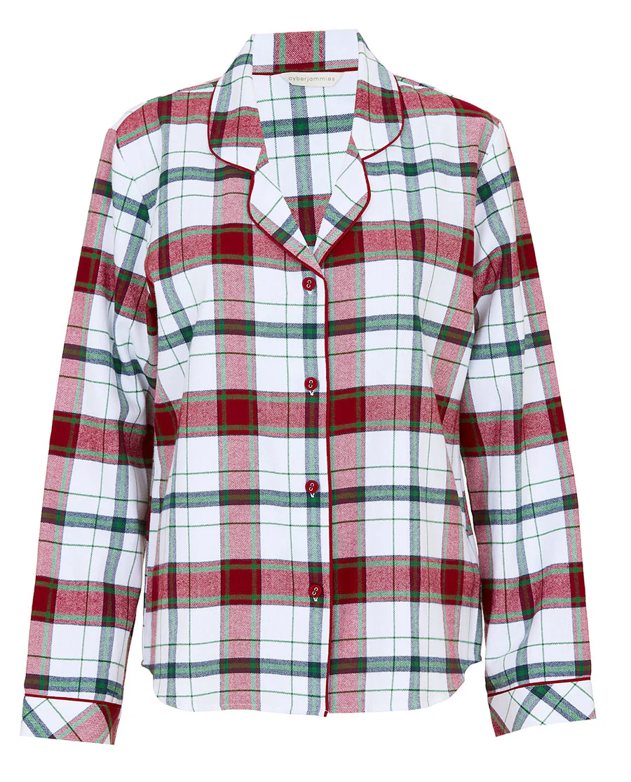 Blaze Womens Brushed Check Pyjama Top - Image 6