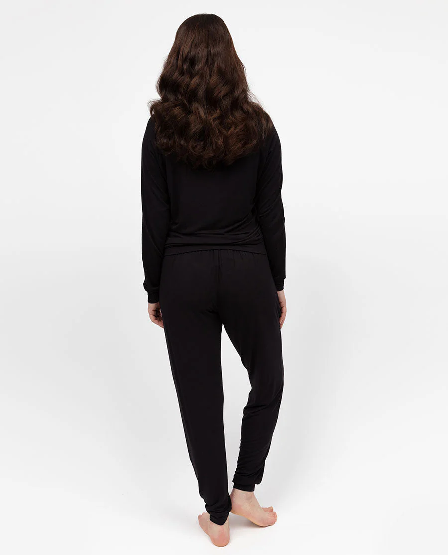 Bonnie Womens Black Slouch Jersey Pyjama Set - Image 3