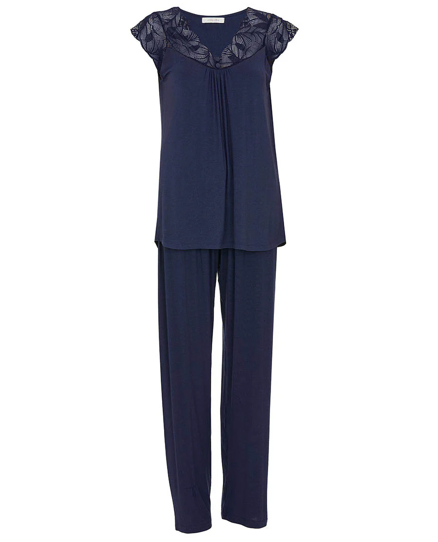 Caroline Womens Lace-Detail Jersey Pyjama Set - Image 4