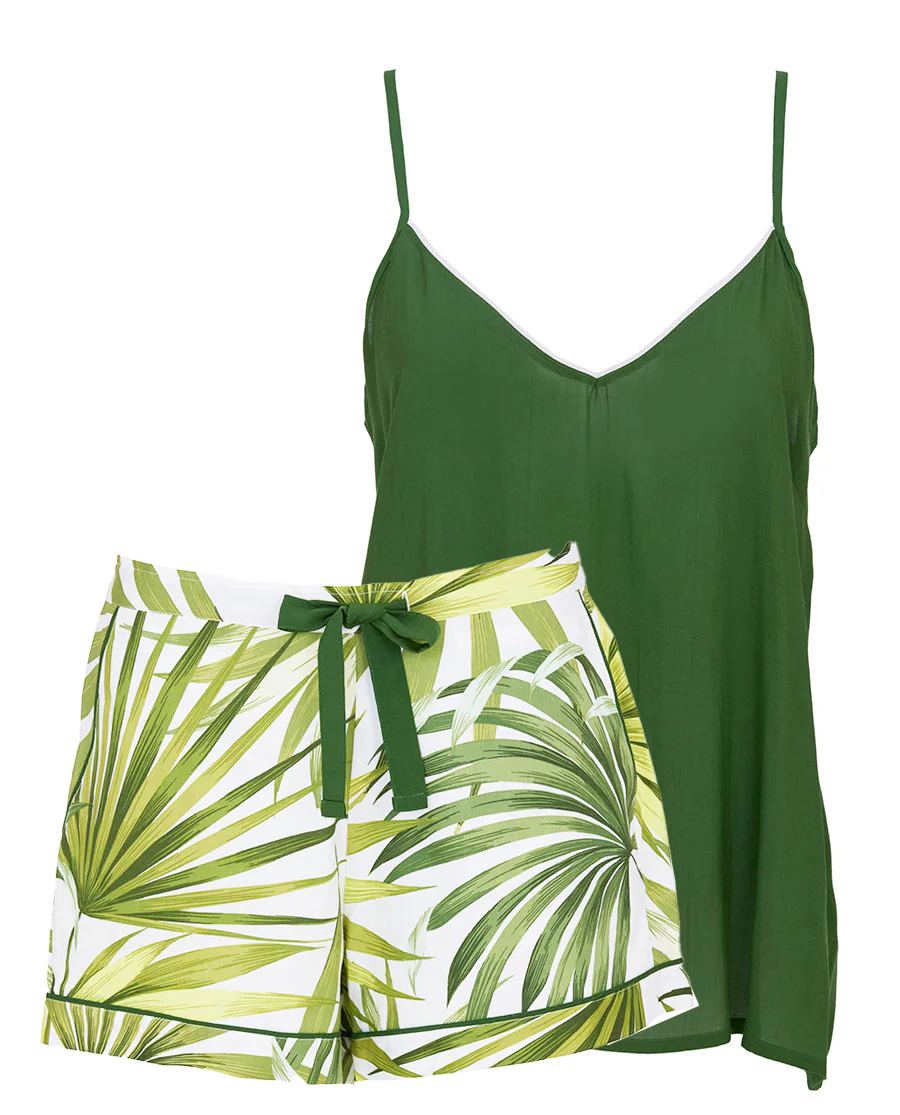 Charlie Womens Modal Cami and Palm Leaf Print Shorty Set - Image 3