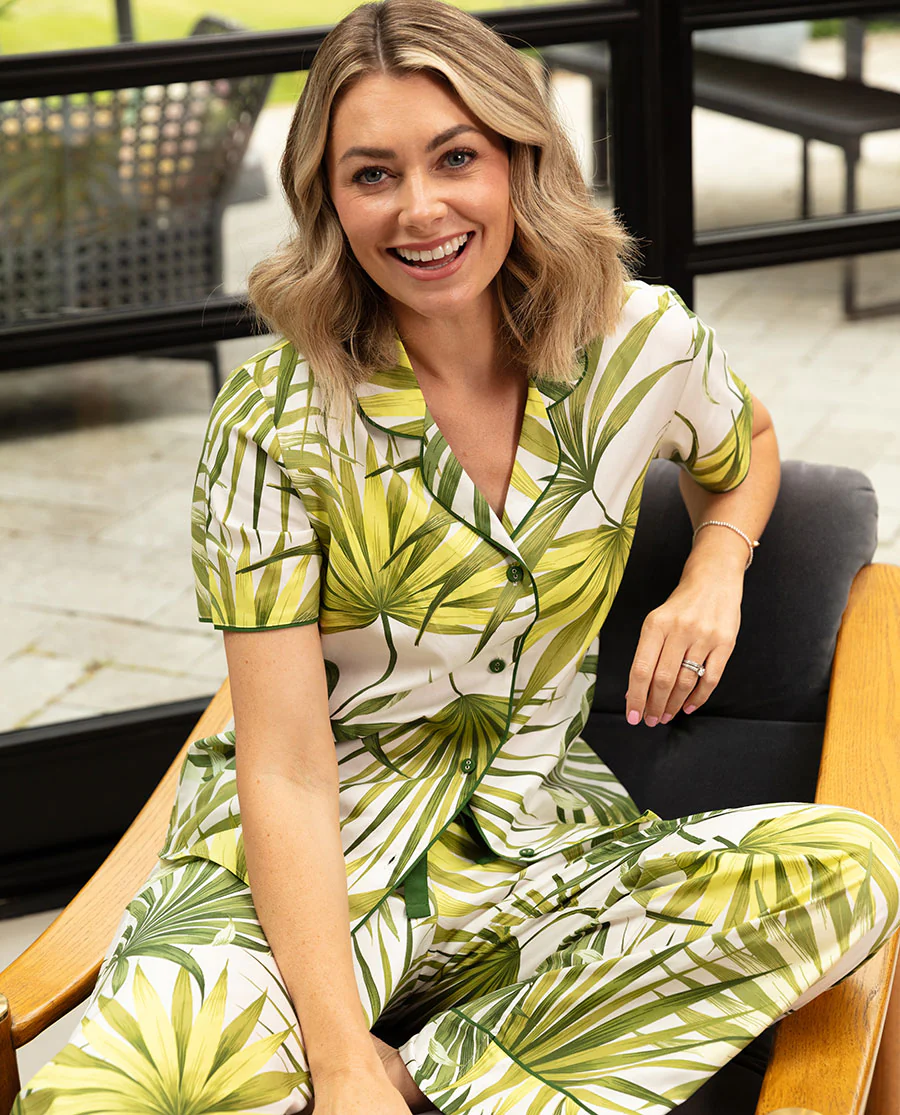 Charlie Womens Palm Leaf Print Pyjama Top - Image 3