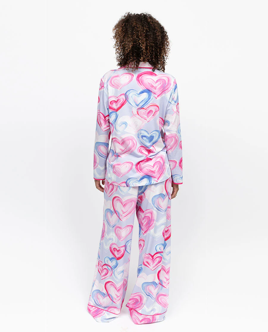 Chloe Womens Heart Printed Jersey Pyjama Top - Image 5