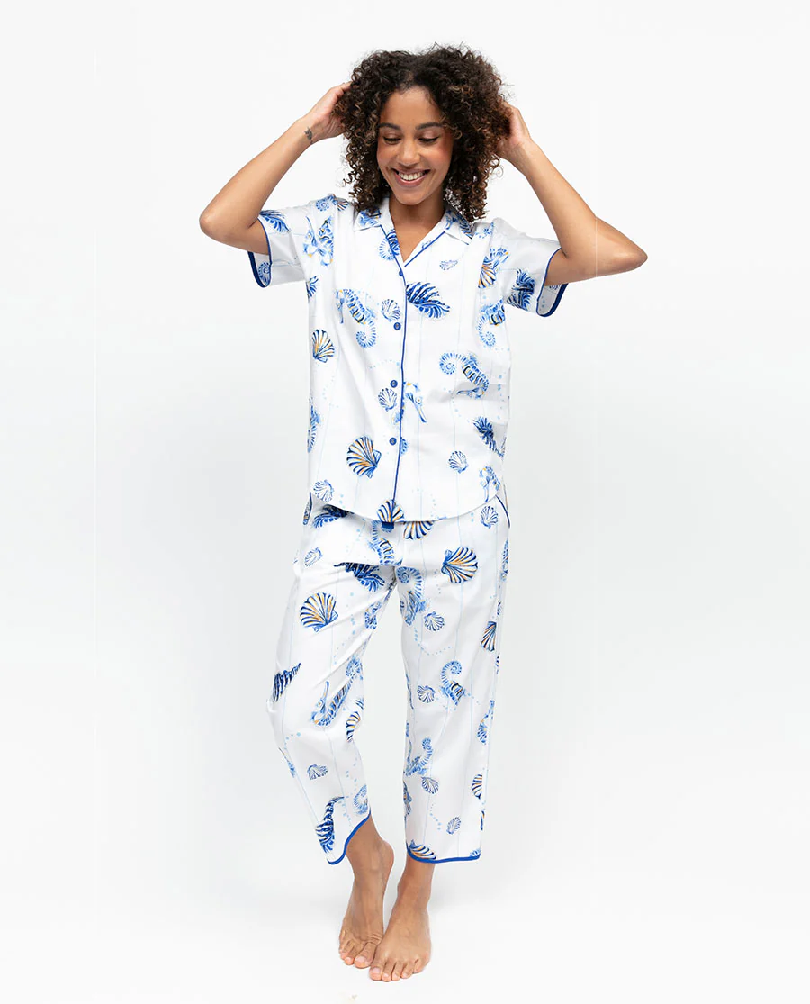 Essie Womens Seahorse Print Cropped Pyjama Bottoms - Image 3