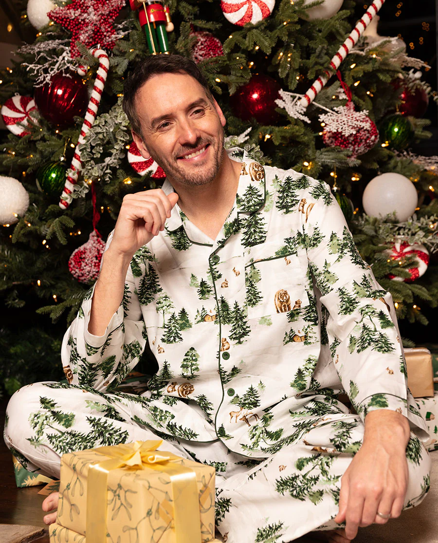 Fern Mens Olive Alpine Print Pyjama Set
