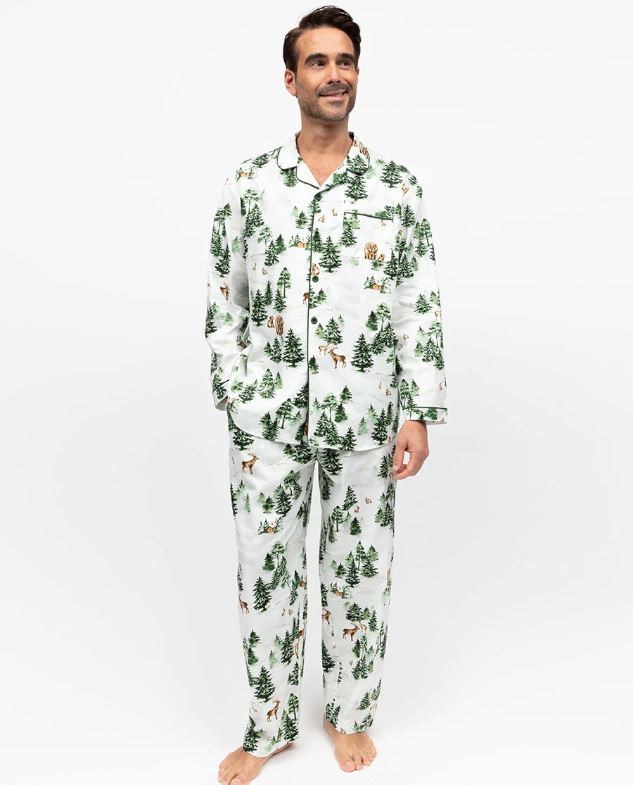 Fern Mens Olive Alpine Print Pyjama Set - Image 2