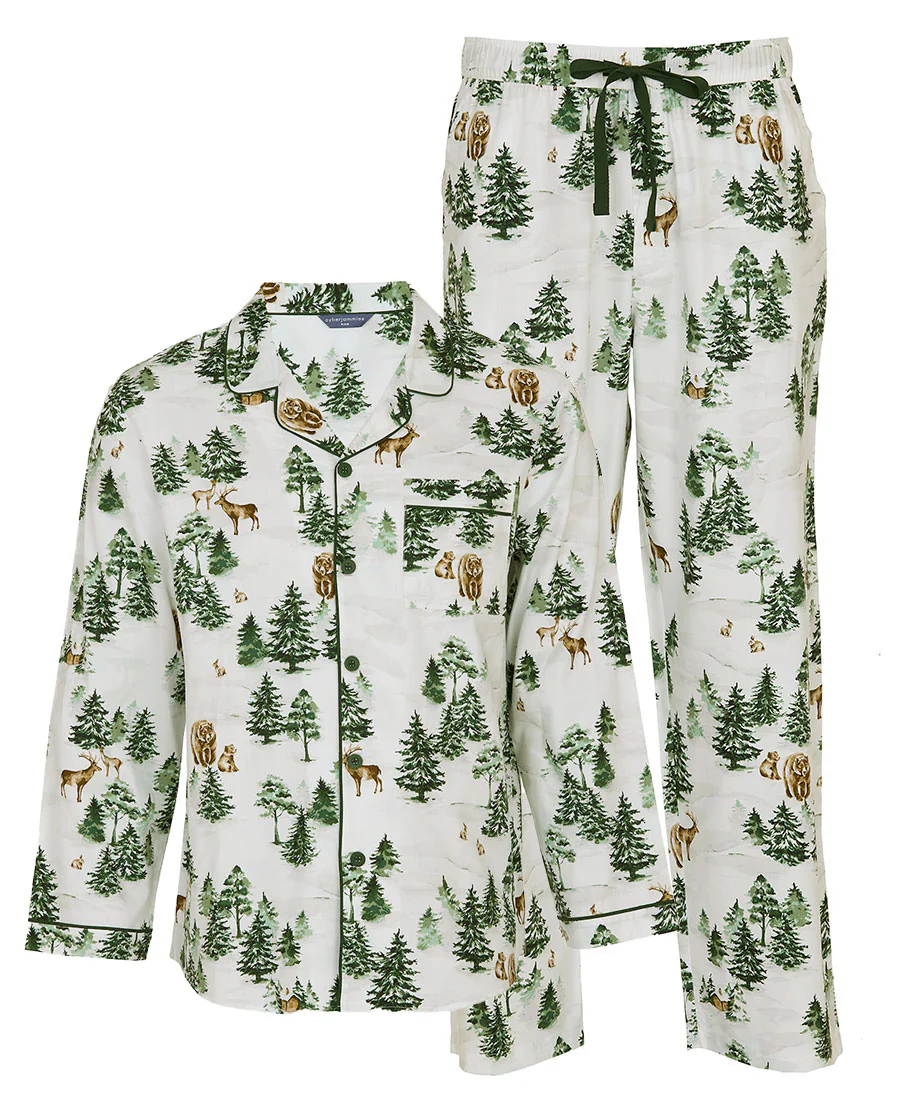 Fern Mens Olive Alpine Print Pyjama Set - Image 4