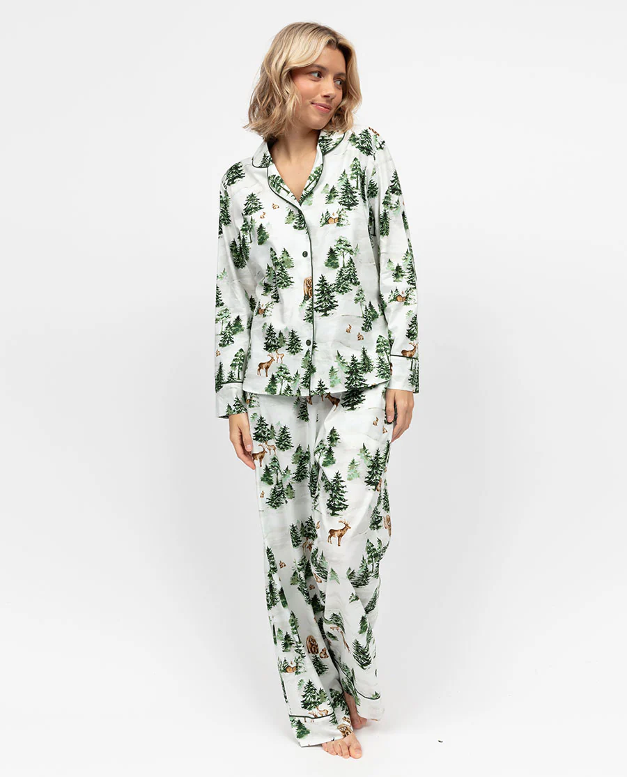 Fern Womens Alpine Print Wide Leg Pyjama Set - Image 5