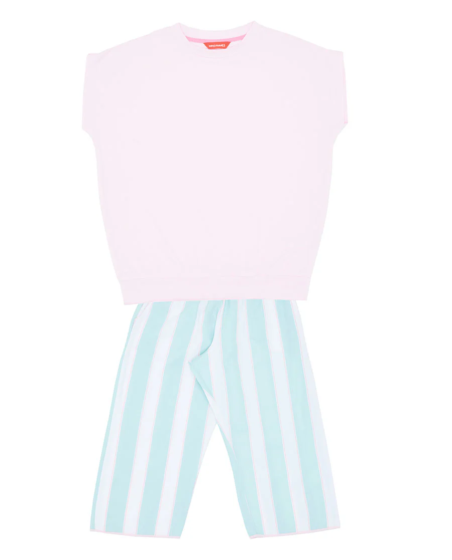 Francesca Girls Slouch Jersey Top and Printed Stripe Pyjama Set - Image 4
