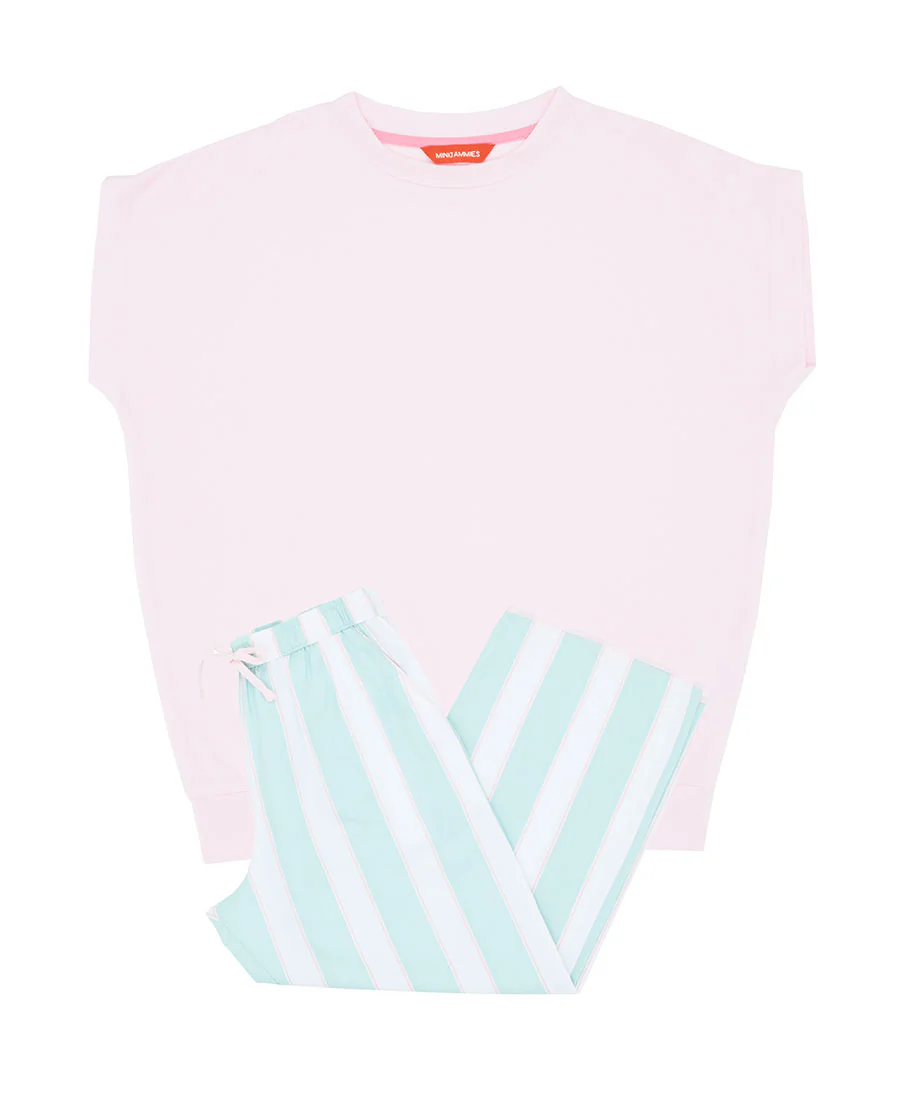 Francesca Girls Slouch Jersey Top and Printed Stripe Pyjama Set - Image 5