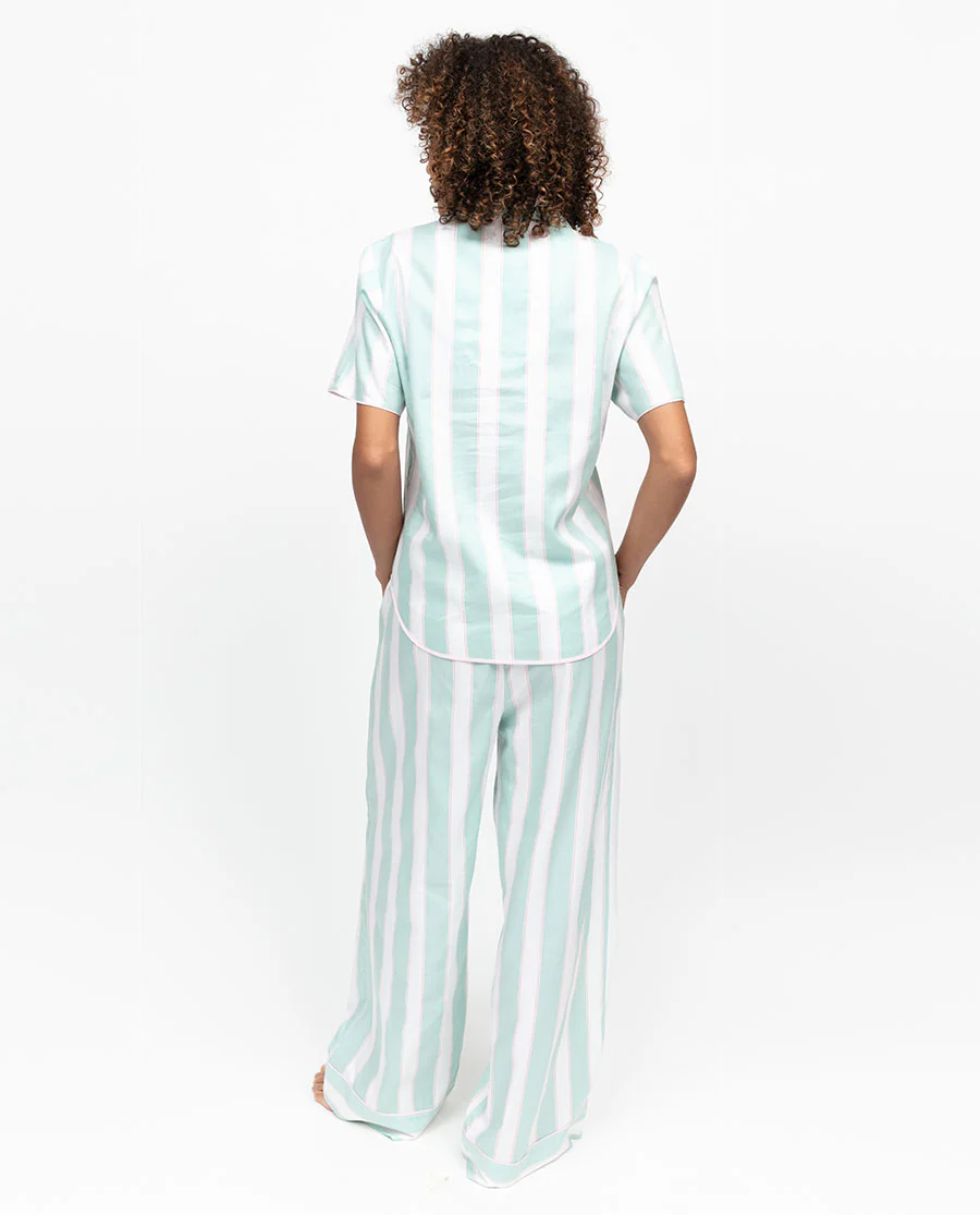 Francesca Womens Printed Stripe Wide Leg Pyjama Set - Image 3