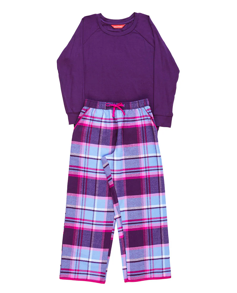 Hazel Girls Slouch Jersey Top and Brushed Check Pyjama Set - Image 3