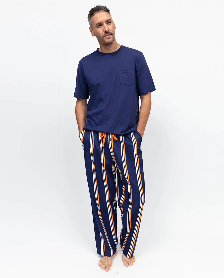 Indigo Mens Printed Stripe Pyjama Bottoms - Image 4