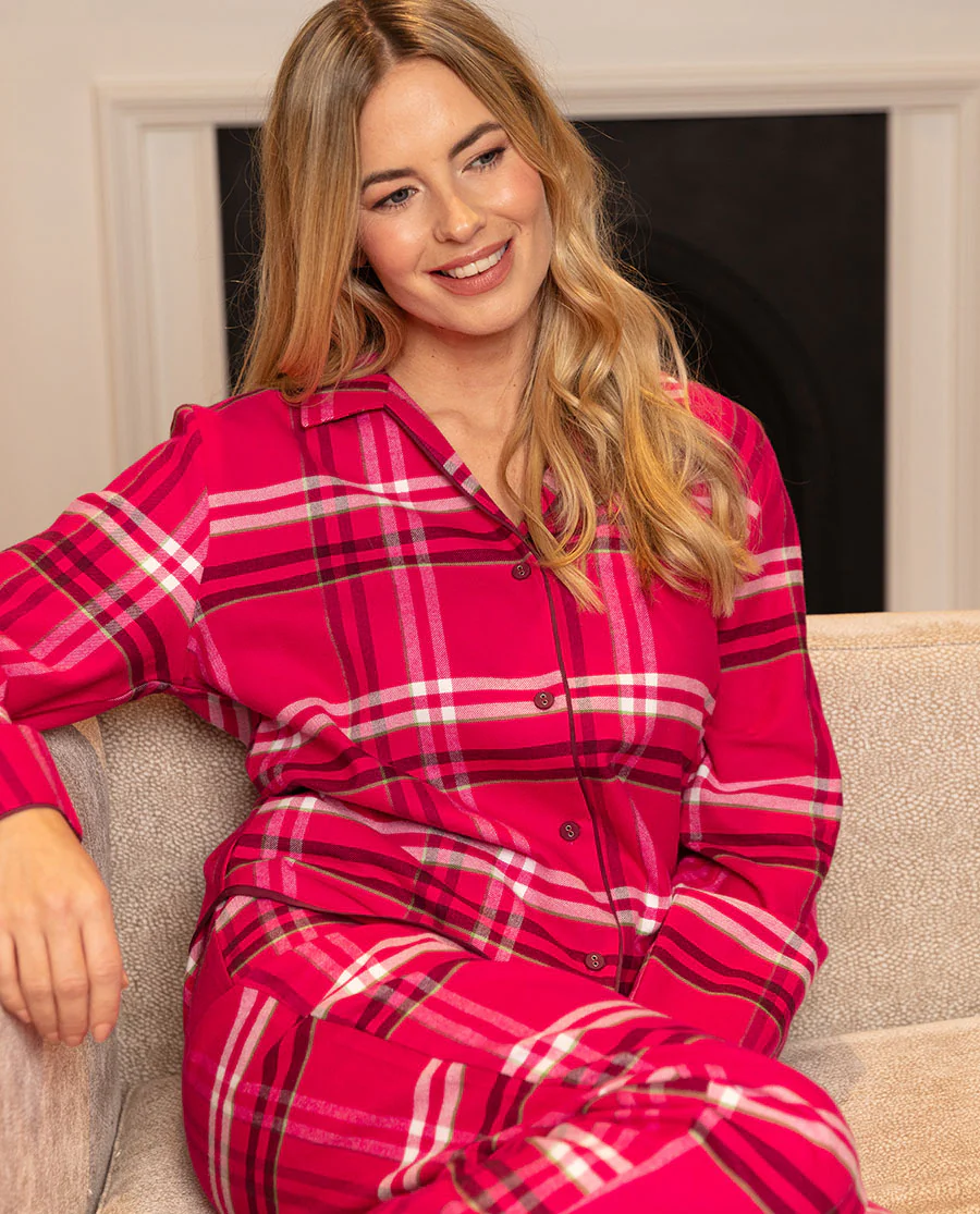 Isabella Womens Brushed Check Pyjama Set