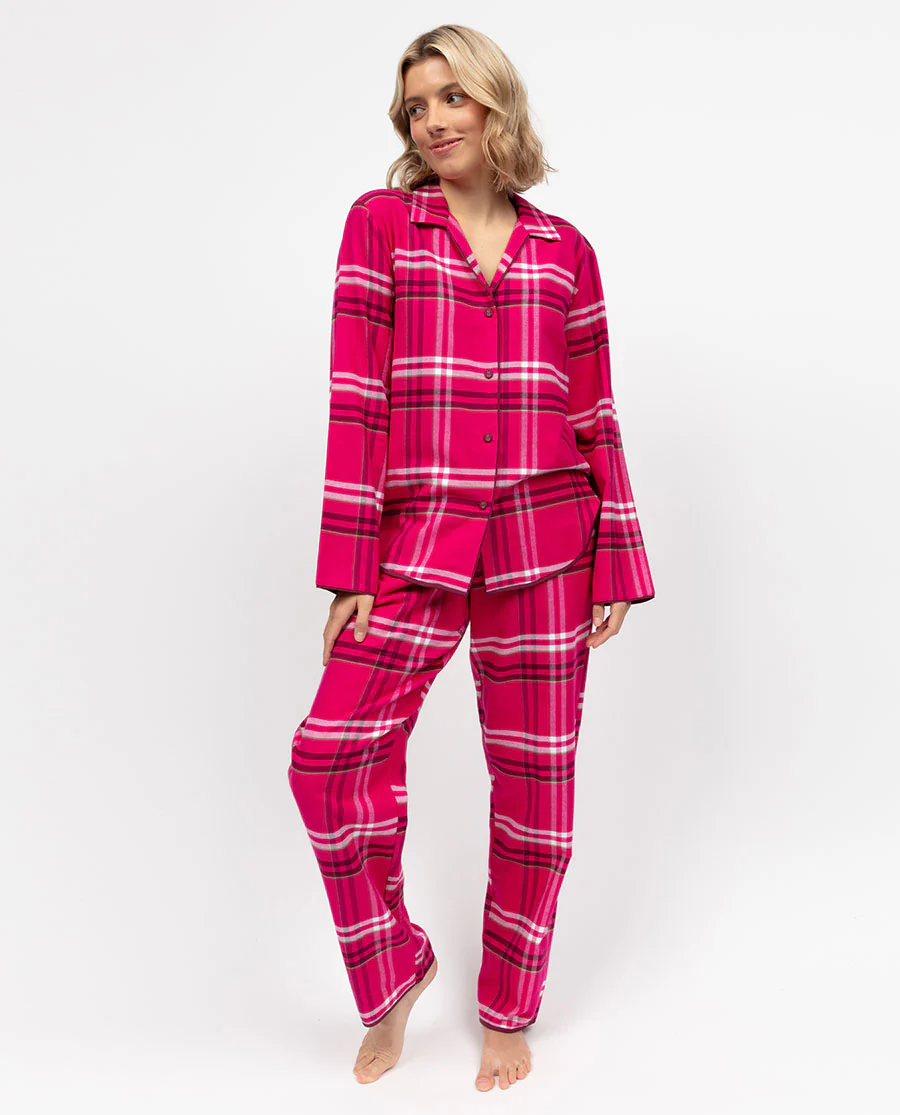 Isabella Womens Brushed Check Pyjama Set - Image 2