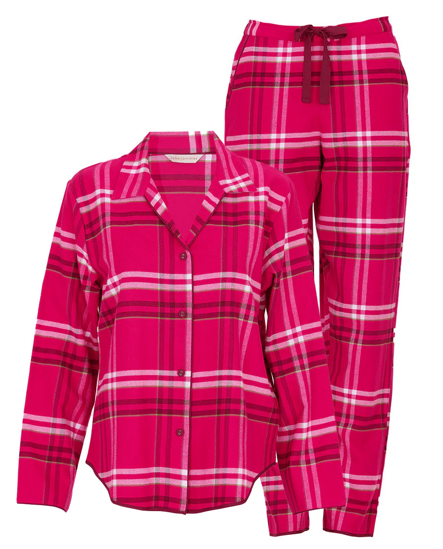 Isabella Womens Brushed Check Pyjama Set - Image 4