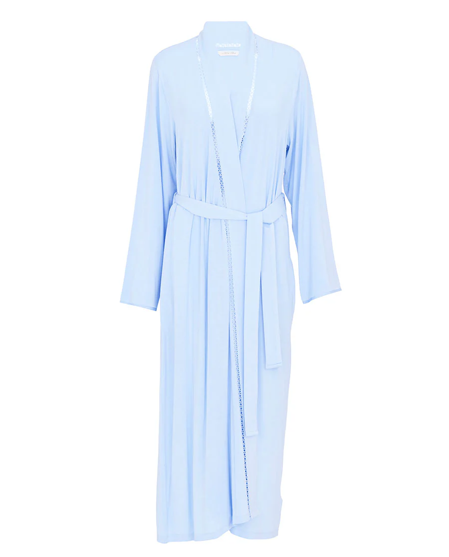 Lucy Womens Lace Detail Jersey Long Dressing Gown - Image 3