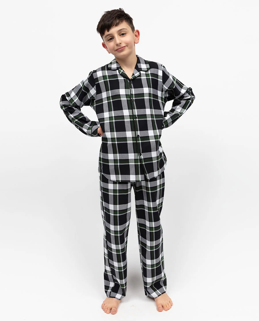 Olive Boys Lightly Brushed Check Pyjama Set - Image 2