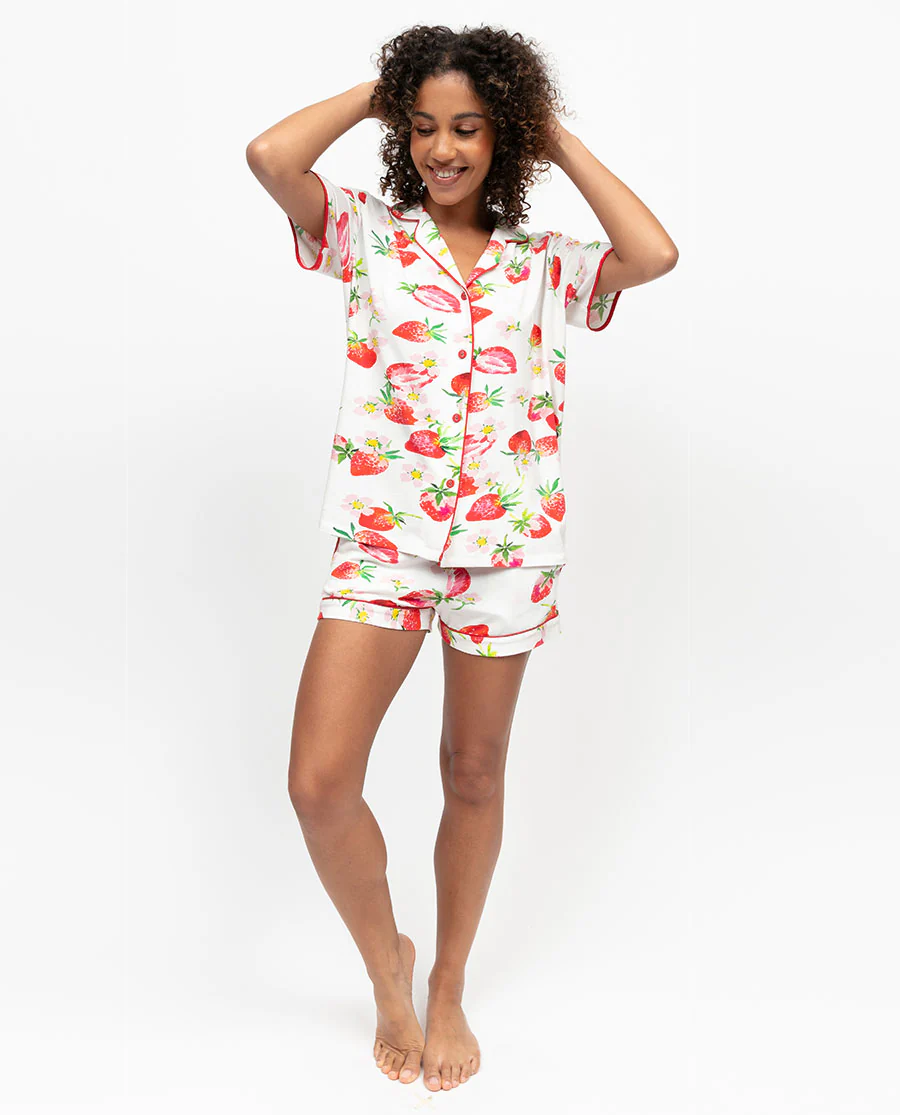 Pippa Womens Strawberry Printed Jersey Shorts - Image 3