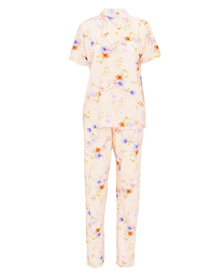 Samantha Womens Lace Trim Floral Printed Jersey Pyjama Set - Image 4