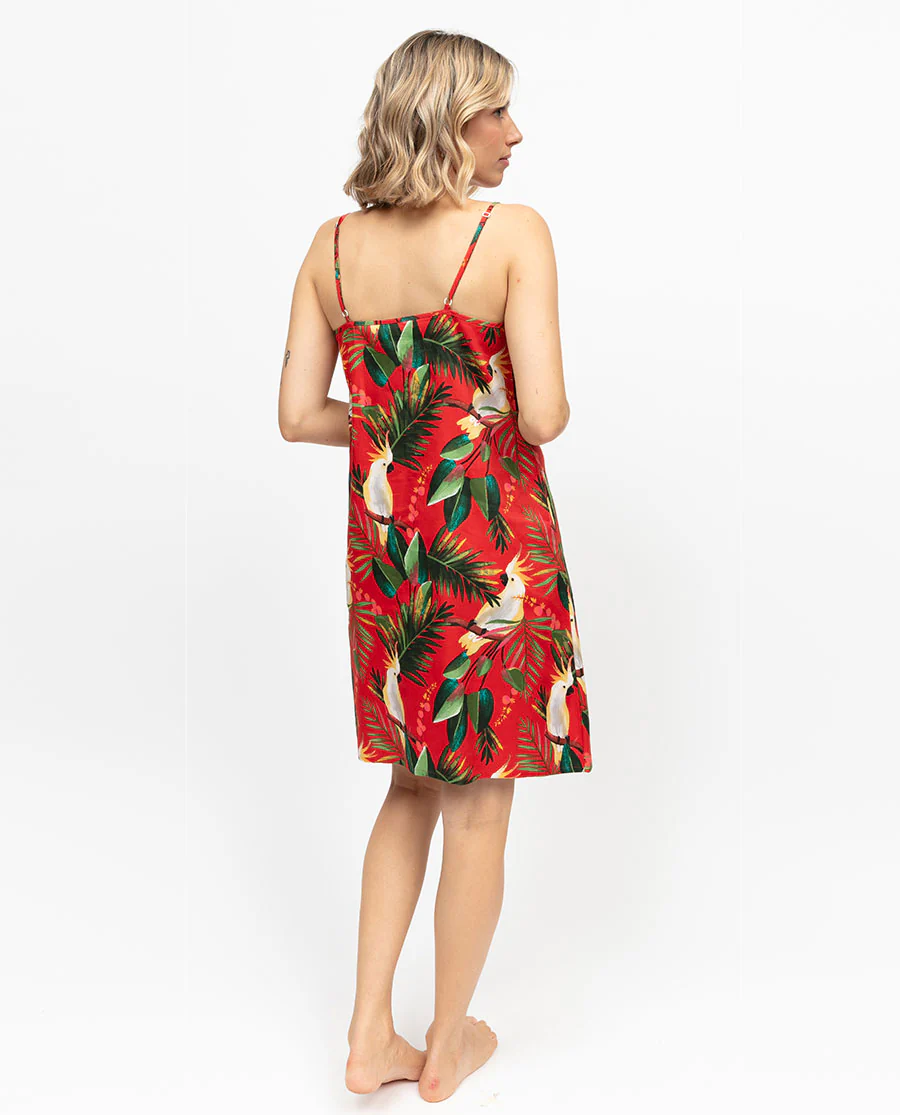 Tara Womens Cockatoo Print Strappy Short Nightdress - Image 3