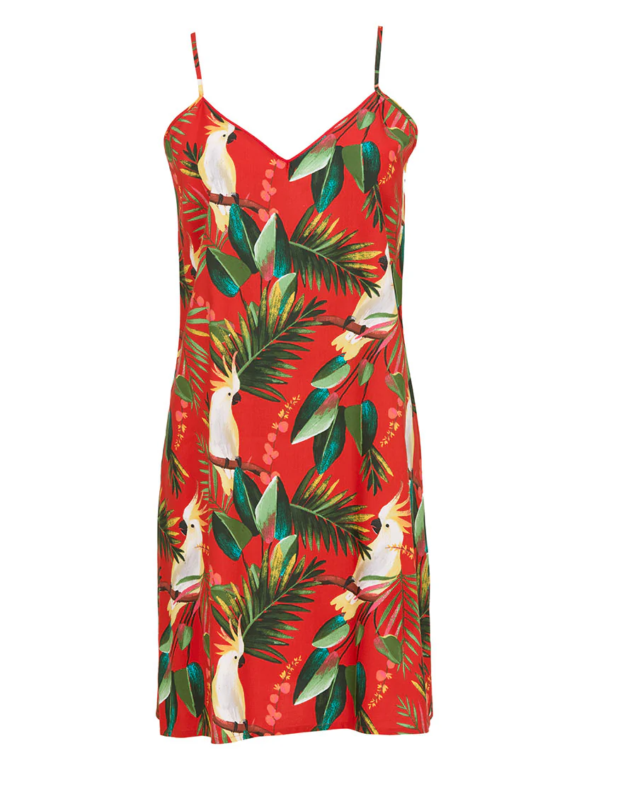 Tara Womens Cockatoo Print Strappy Short Nightdress - Image 4