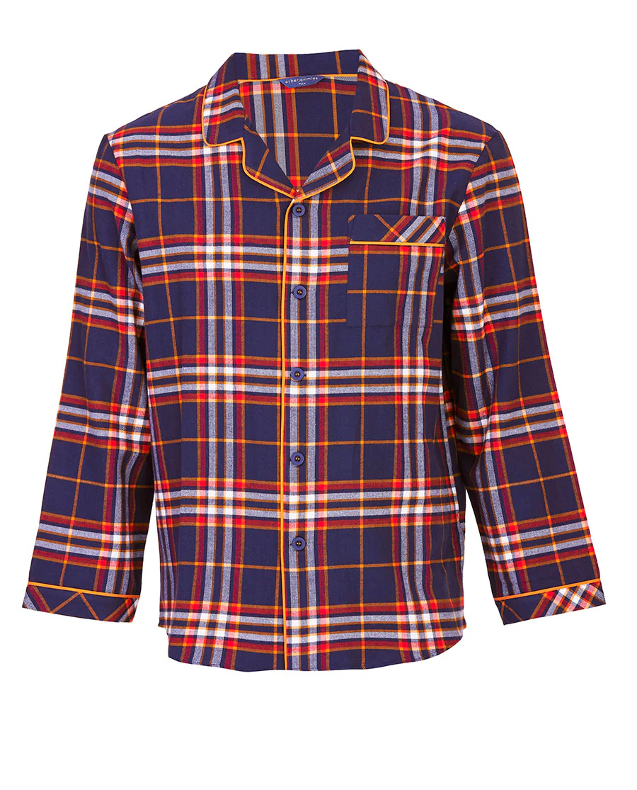 Taylor Mens Lightly Brushed Check Pyjama Top - Image 6