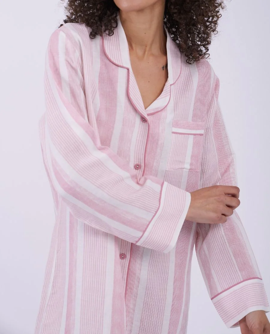The Linen Edit Womens Printed Stripe Nightshirt - Image 4