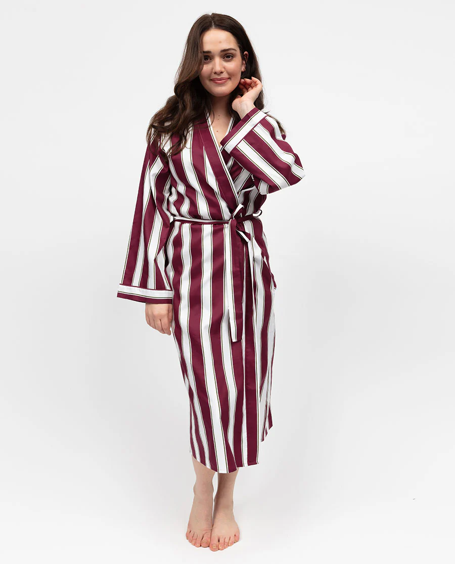 Yasmin Womens Printed Stripe Long Dressing Gown - Image 2