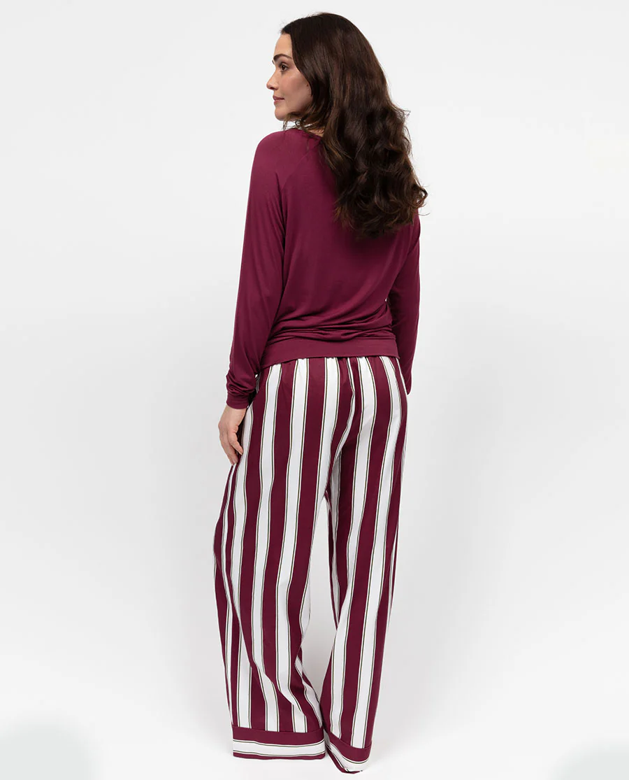 Yasmin Womens Printed Stripe Wide Leg Pyjama Bottoms - Image 7